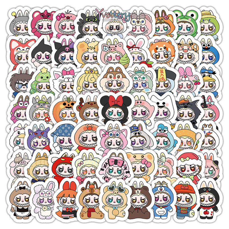

COD Stiker Labubu Kreatif Berpakaian Silang Stiker Kartun Buku Catatan Buku Catatan Unik-yy