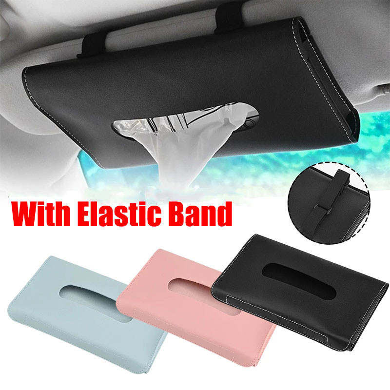 Car Tissue Box Car Sun Visor Tissue Box Holder Auto Interior Storage Mask Storage Box Decoration For
