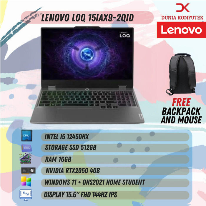 LENOVO LOQ I5-12450HX RAM 12GB SSD 512GB VGA 4GB RTX 2050