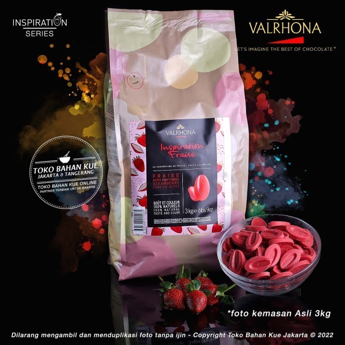 

Valrhona Couverture Chocolate Inspiration STRAWBERRY 100gr FRAISE Feve