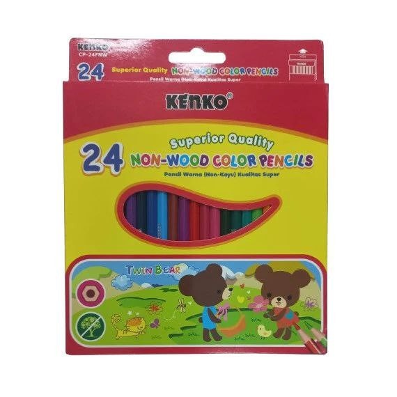 

Pensil Warna Panjang / Colored Pencils Superior Quality Non-Wood 24 Warna - Kenko CP-24FNW
