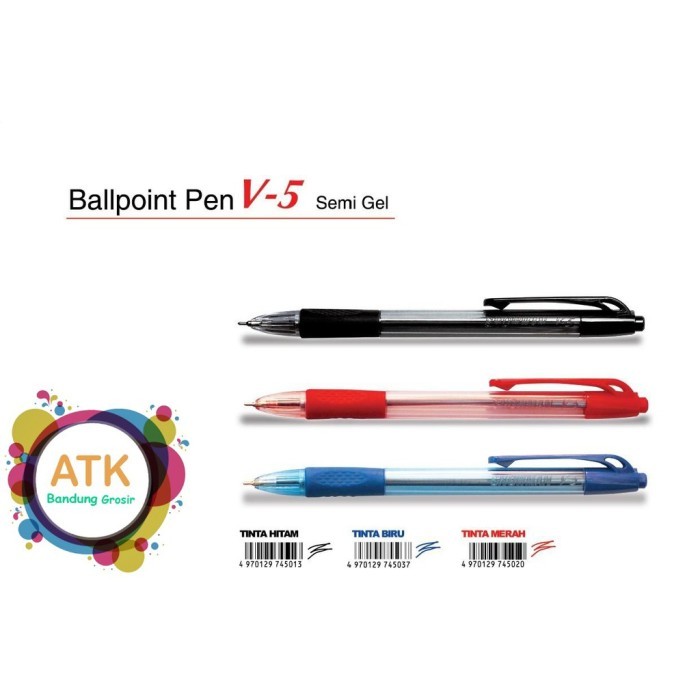 

Pulpen Snowman V-5 Warna Biru Hitam Merah Cetek - Lusinan 12 pcs - Merah