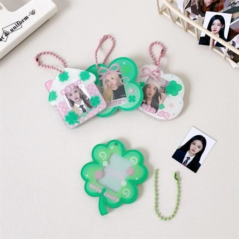 

1 Inch Creative Design Kpop Photo Card Holder Sweet Green Leaf House Bow Series Student Photo Cover Case Photocard Protector
