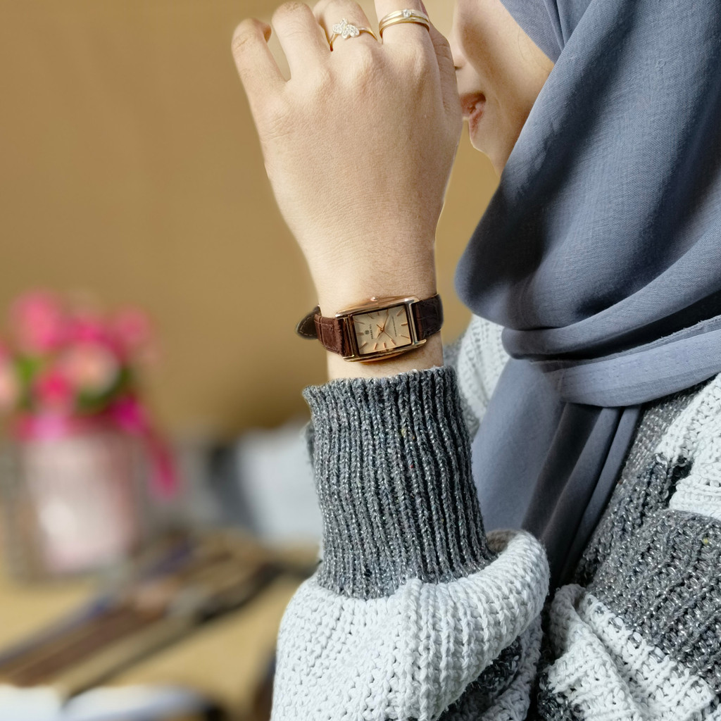 PIERRE JILL 1798 L JAM TANGAN WANITA CASUAL FASHION TALI KULIT WATER RESISTANT FREE BOX