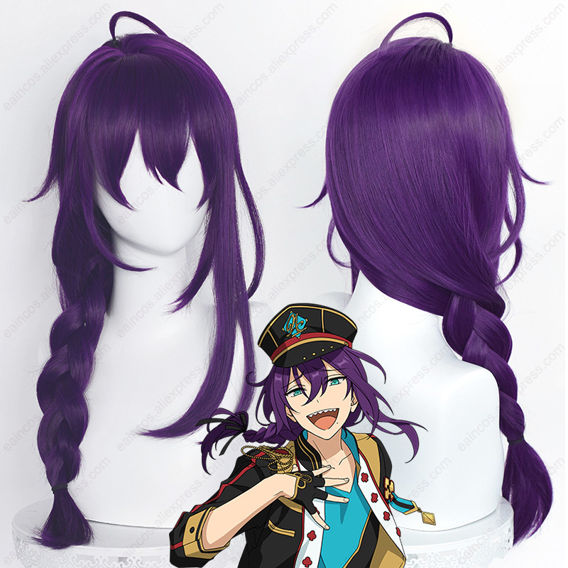ES Ayase Mayoi Cosplay Wig 65cm Long Purple Braided Wigs Heat Resistant Synthetic Hair Halloween Wig