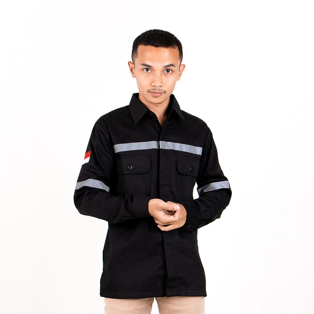 Baju Proyek Bengkel Mekanik Kemeja Safety Kerja Teknik Tambang Wearpack Safety Logo K3 Seragam Sefti