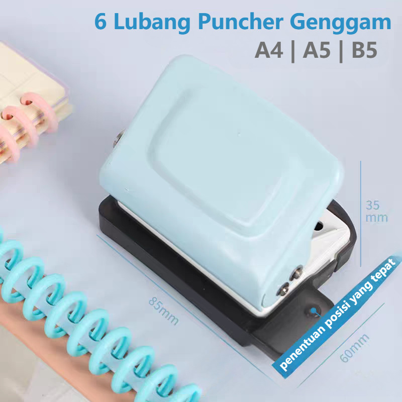 

Piru/Ungu Buku Catatan 6 Lubang Pelubang Bulat Mesin Pelubang Standar Puncher Genggam Logam Bulat Kertas Pukulan Lubang A4 A5 B5