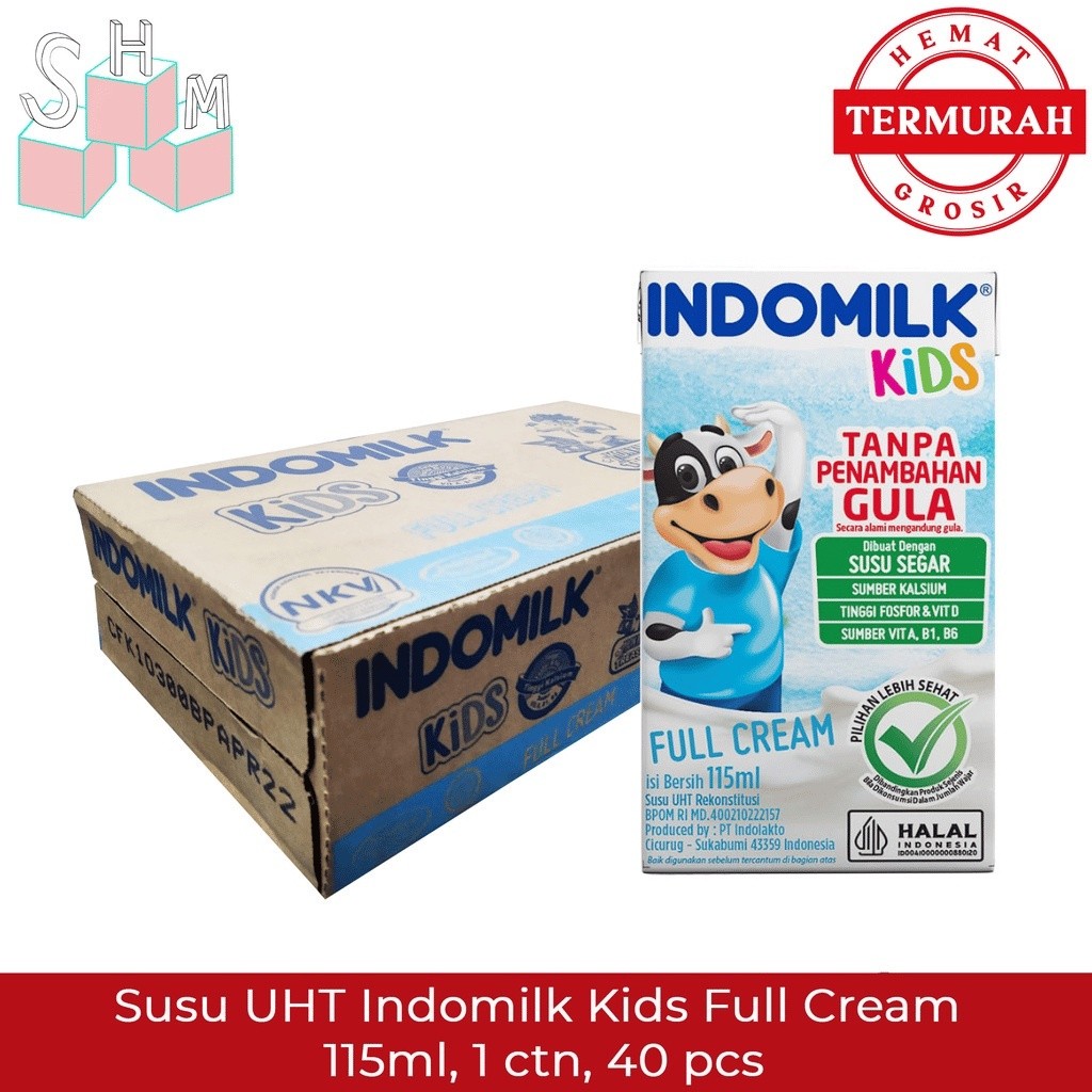 

Susu UHT Indomilk Kids Full Cream 115ml - 1Karton 40 pcs