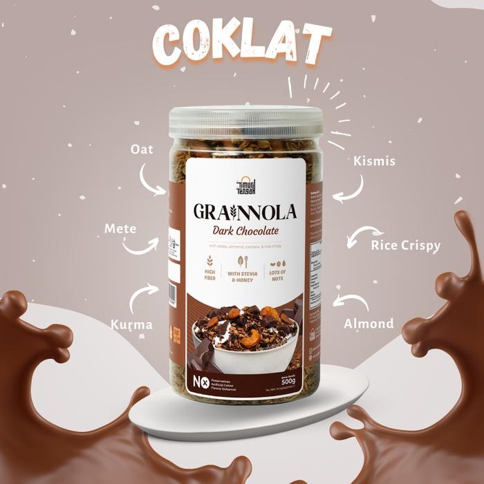 

[[Promo]] Grainnola Coklat 500 Gram Jar Timur Tengah Granola Oatmeal Cemilan Susu Food - 500gr Jar / Toples