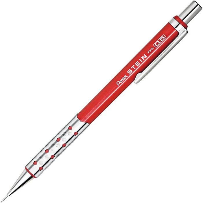 

Pentel Stein Mechanical Pencil 0.5mm Metal Grip Drawing Pensil Mekanik - Metallic Red