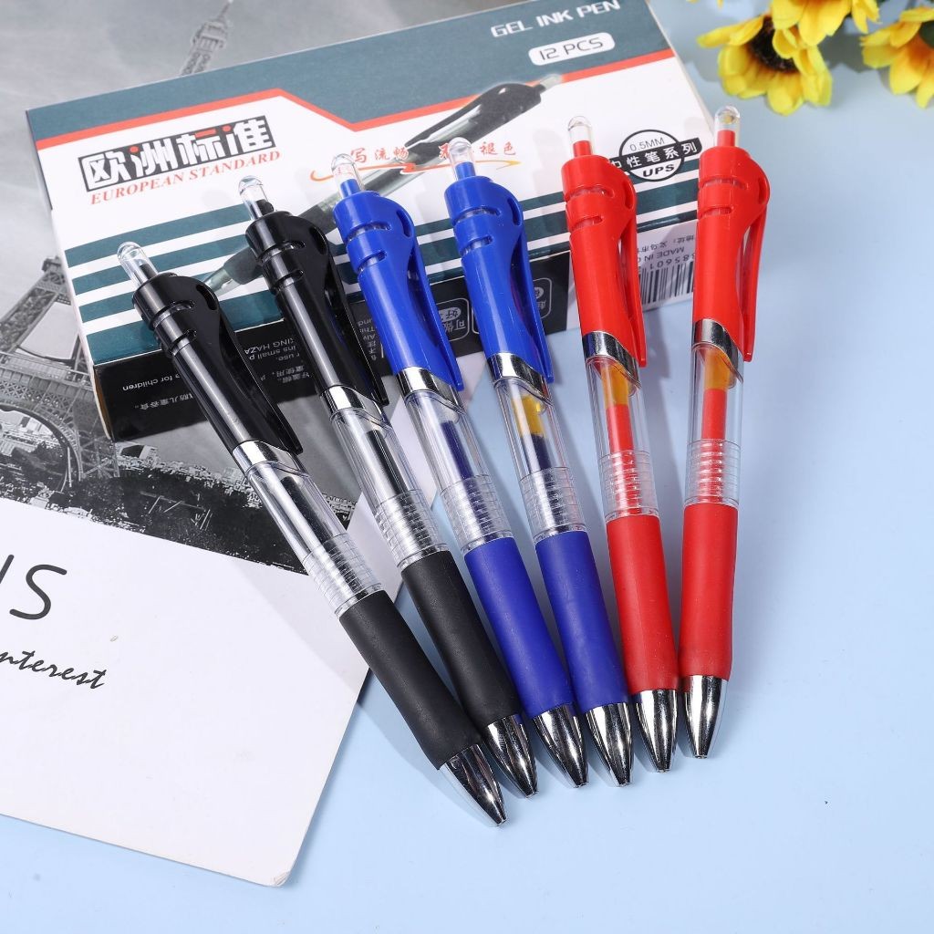 

KEDAIBUTIK (PEN07) Pulpen Gel ink 0.5mm Pena Cetrek Hitam Merah Biru satu Lusin