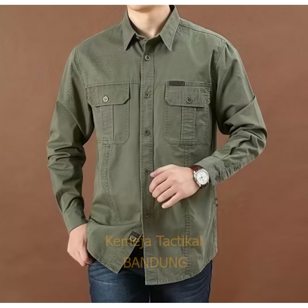 Kemeja Tactical / Kemeja Casual / Kemeja Polos Pria / Kemeja Outdoor American Drill