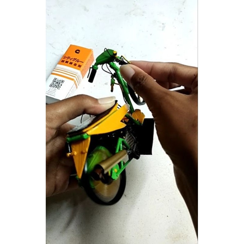 REBONSHOP miniatur diecast motor drag yamaha mio full set hijau