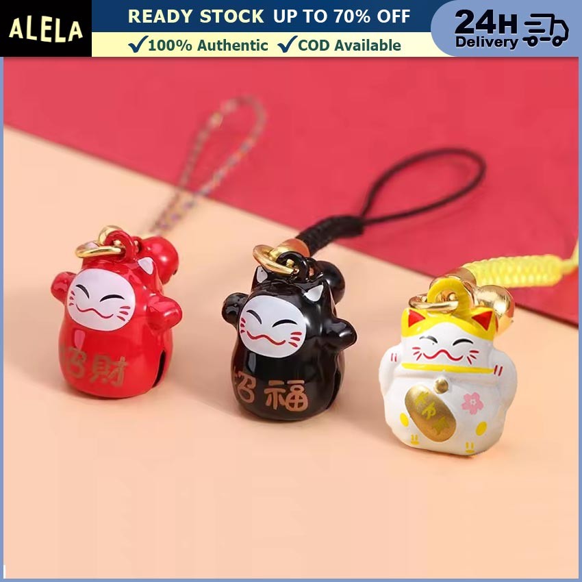 Gantungan Kunci Maneki Neko Lonceng Kartun Lucky Cat Keychain Bag Charm