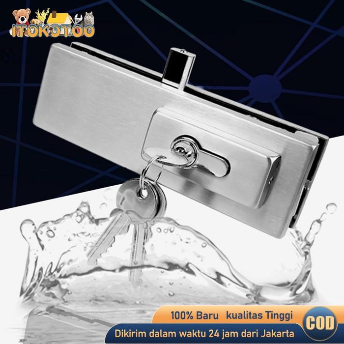 

Kunci Pintu Kaca Bawah Patch Fitting Glass Door Lock Stainless - Perak