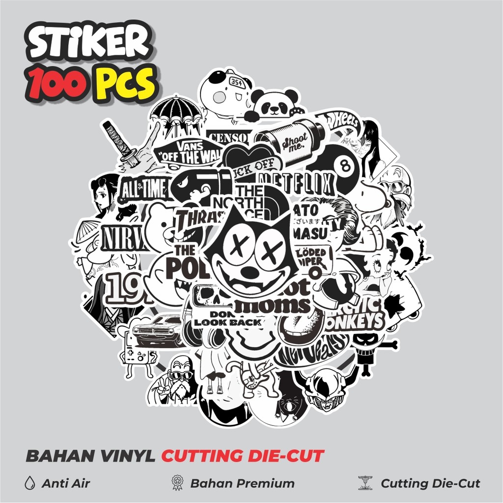 

Terbaru! 50 pcs Stiker Tumbler Black & White V5 Dekorasi Lucu Kreatif untuk Notebook, Skateboard, HP
