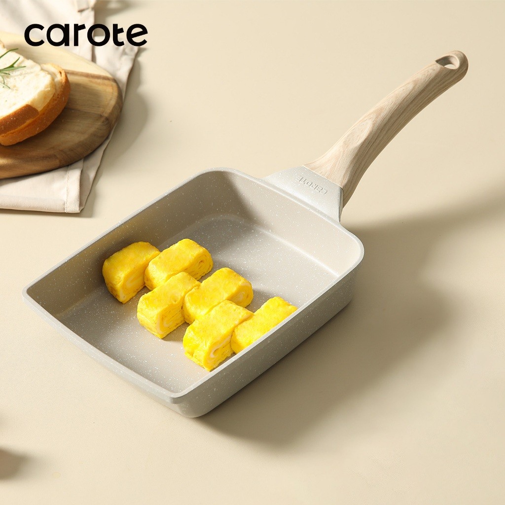 CAROTE Panci Penggorengan Tamagoyaki Telur Omelette 15*18CM Untuk Membuat Sarapan Lapisan Granit Ant
