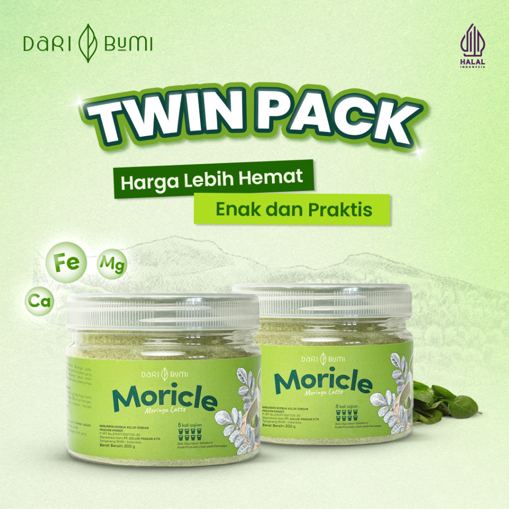 

Dari Bumi Paket Bundling Moricle Moringa Latte Minuman Daun Kelor Twin Pack 200 Gram