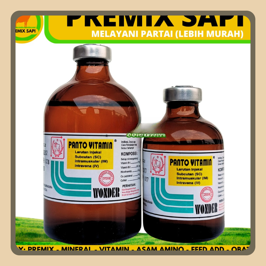 PANTO VITAMIN 100ML & 50ML WONDER - Multivitamin Hewan Injeksi Vitamin Pertumbuhan Penggemuk Nafsu M