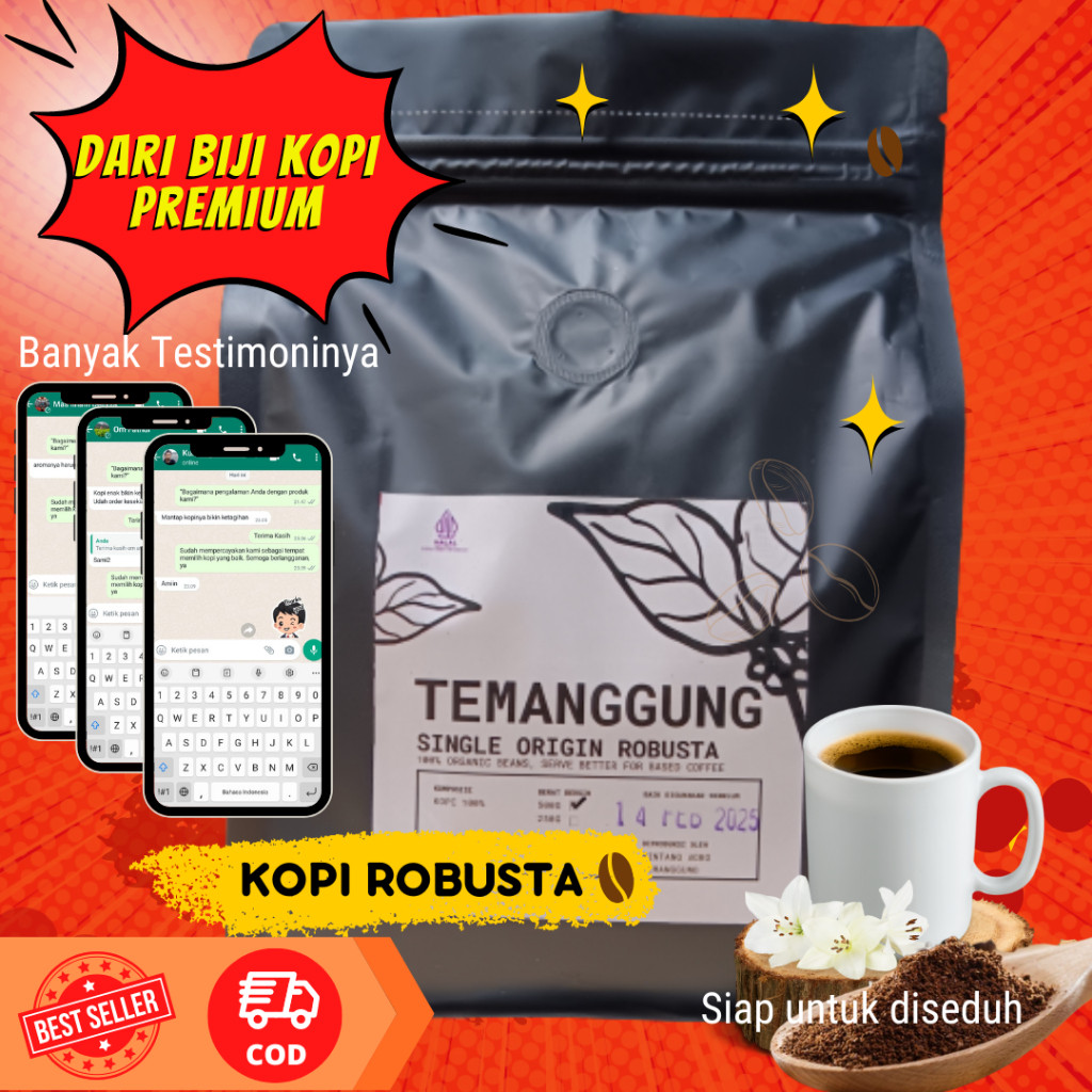 

KODE A | Kopi Temanggung Robusta Bubuk Murni 100% Asli 500 gram