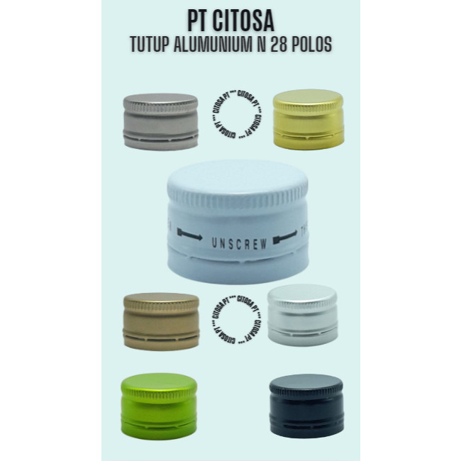 Tutup Marjan Alumunium N 28 mm Polos / Tutup Packaging / Tutup Alumunium / Tutup / Tutup Botol / Tut
