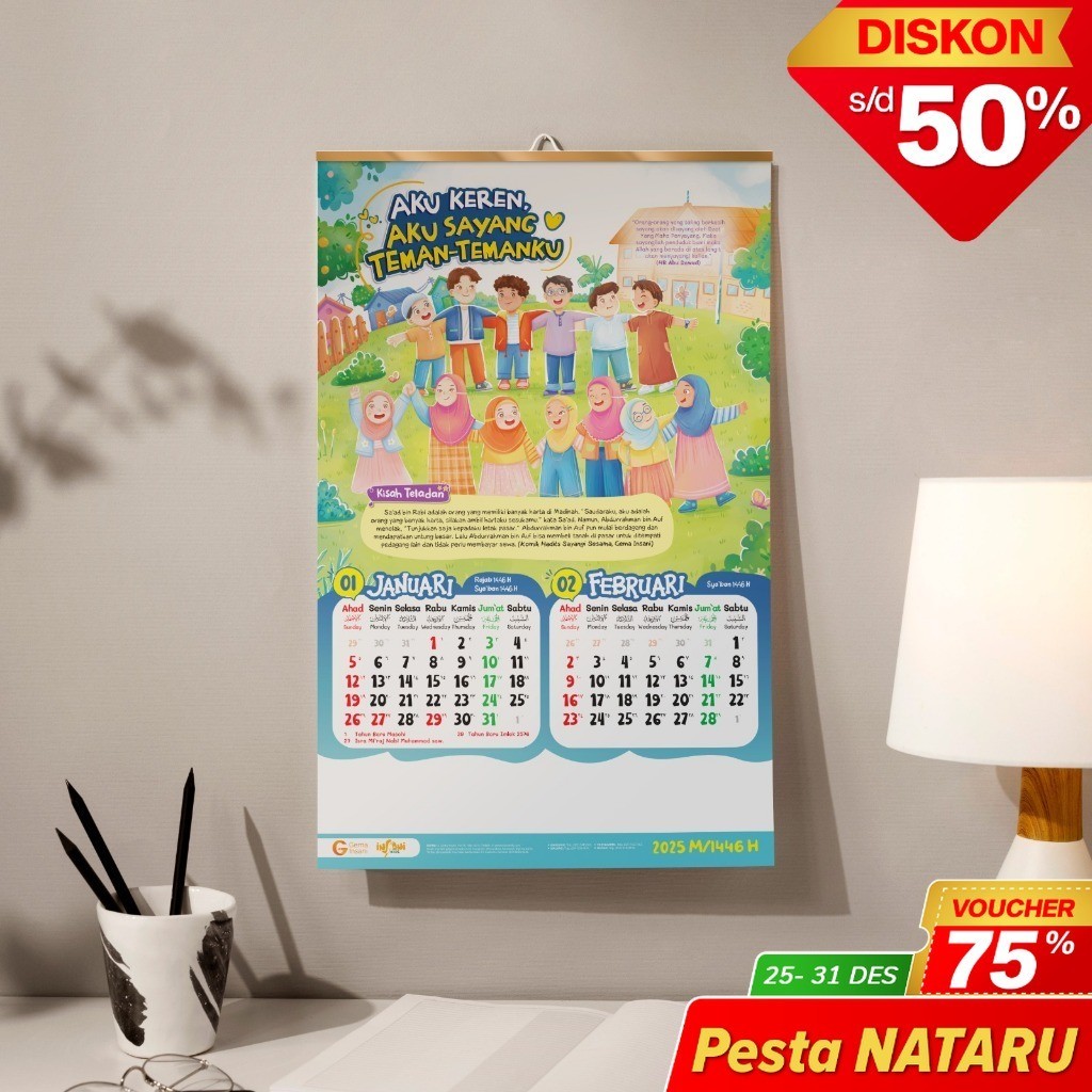 

Kalender Anak Muslim 2025 Hanging Calendar For Kids Tema aku sayang teman-temanku Gema Insani GreatKiddos