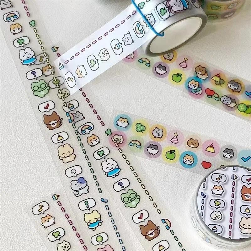 

2024 Cartoon Animal Washi Tape Color numbers Month Dividing line Stickers Handbook DIY Decorative Stationery birthday gift