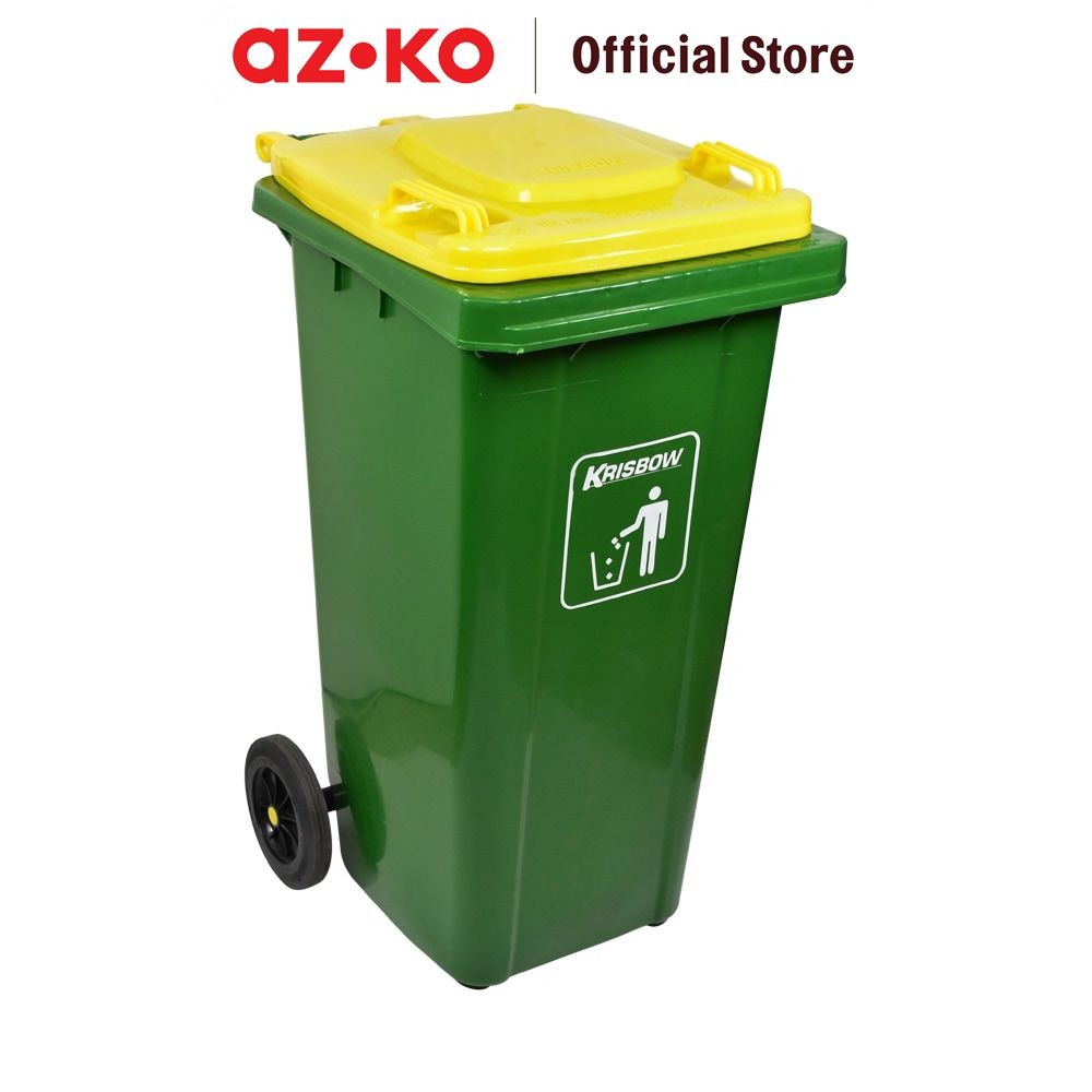 AZKO Krisbow Tempat Sampah Plastik 120 Liter - Hijau/Kuning Trash Can Waste Bin Tong Sampah Keranjan