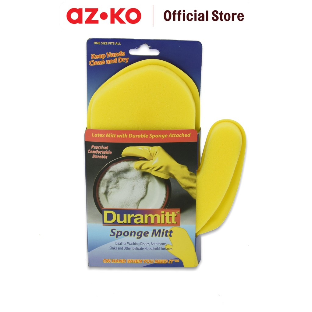 AZKO Duramitt Sarung Tangan Kanan Dengan Spons - Kuning Gloves With Spons Sarung Tangan Cuci Piring 