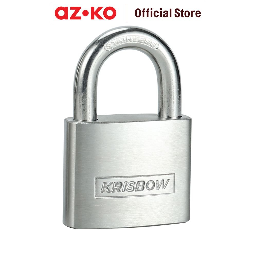 AZKO Krisbow 5 cm Gembok Stainless Steel Brass Cylinder - Silver Padlock Kunci Rumah Kunci Pagar Kun