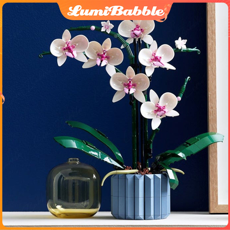 fr53wl Blok Bangunan Set Model Mini Pot Anggrek Pot Bunga Kreatif Ide Buket Bunga Rakitan Batu Bata 