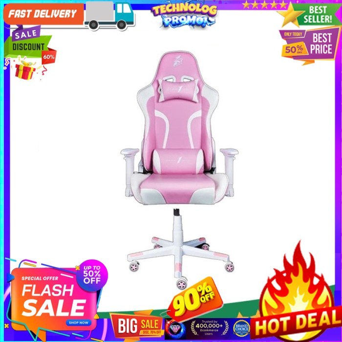 1STPLAYER GAMING CHAIR FD-GC1 - PINK WHITE - All Steel Skeleton