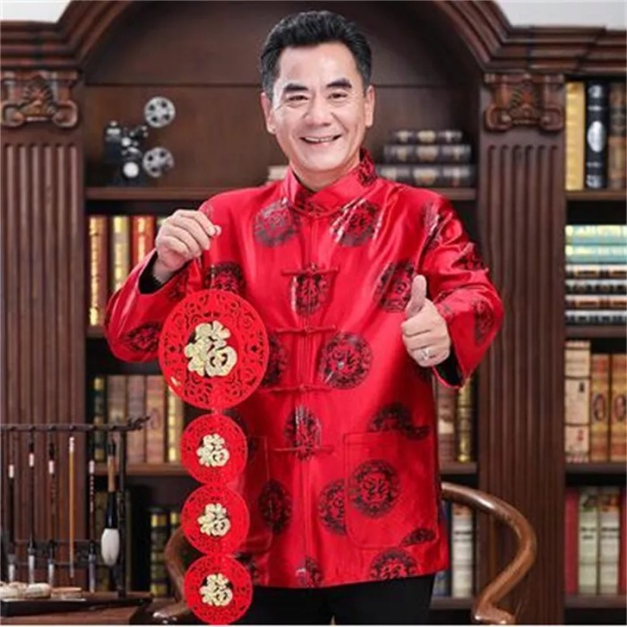 laris -PROMO Cheongsam Couple Lengan Panjang Furing - Biru Pria, XXXL