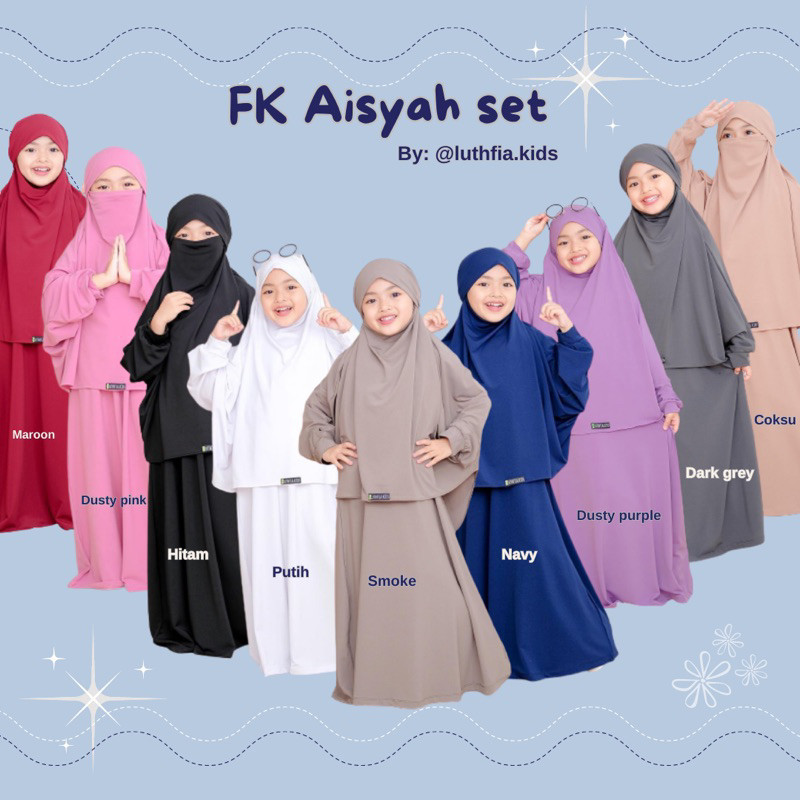 [HOT NEW] stelan gamis anak perempuan French Khimar/ French Khimar Aisyah set by Luthfia kids