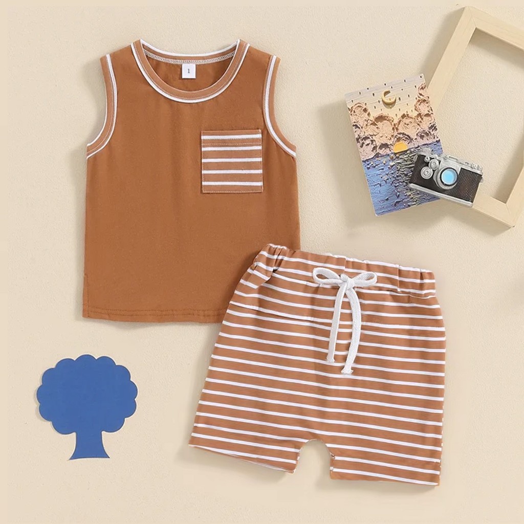 Lvk_outfit 12.12 Birthday Sale Set Bilge anak cowok | anak usia 3bulan - 2tahun | baju singlet anak 