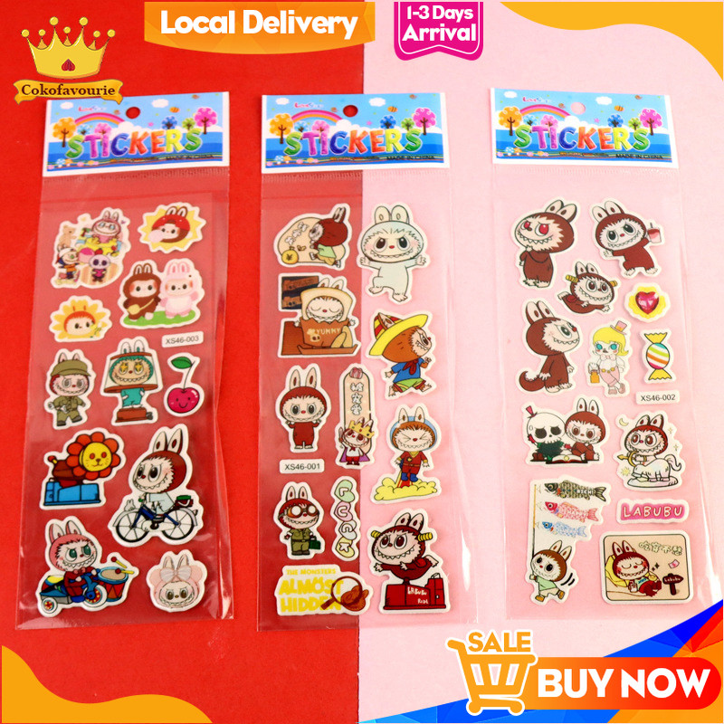 

✨COD Stiker Gelembung LABUBU Stiker Anak Stiker 3D Stiker Hadiah Kartun -COK