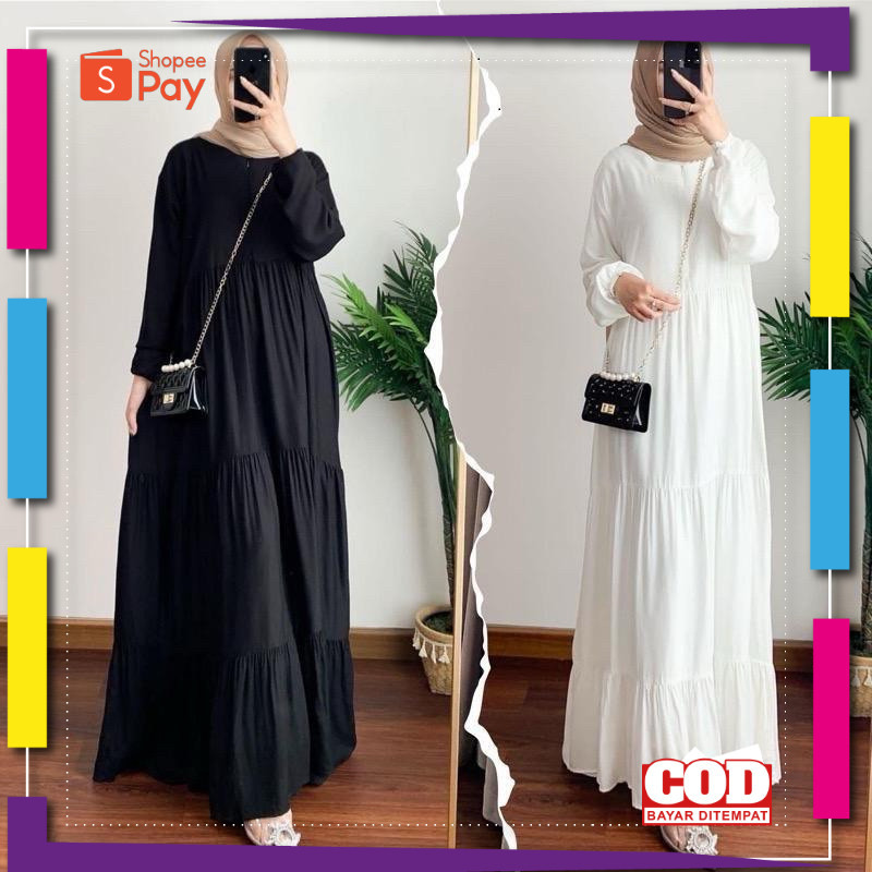 [PREMIUM ORIGINAL] HOMEY DRESS RAYON PREMIUM/gamis rayon premium/gamis rayon polos tali samping/COD