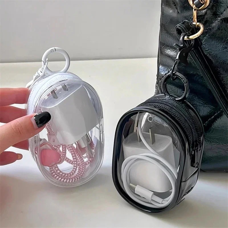 

Charger Storage Case Transparent Data Cable Charger Storage Bag Waterproof Travel Organiser Charger Protective Case