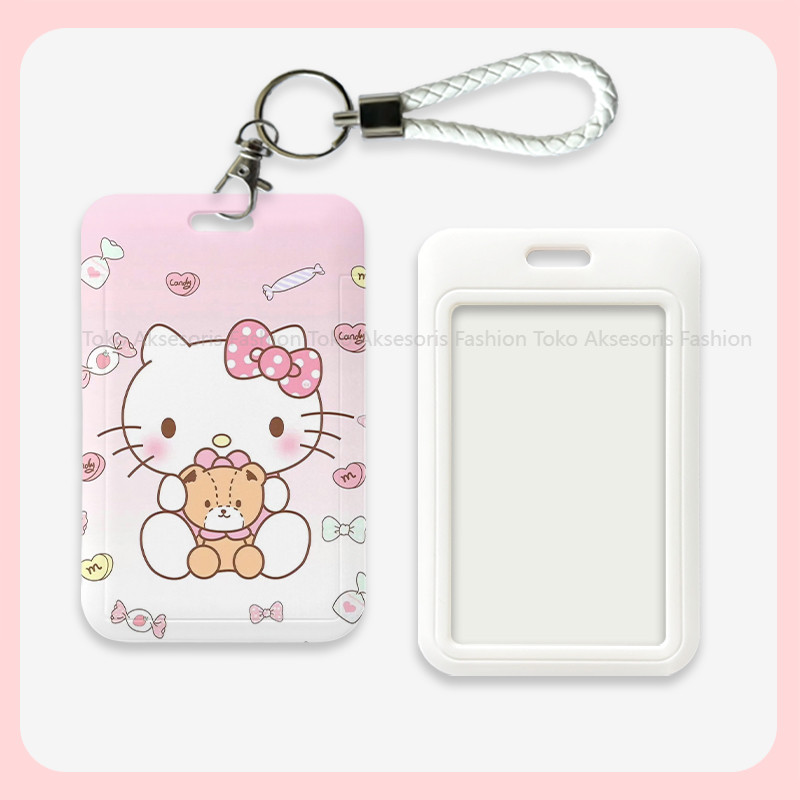 

hello Kitty id card holder tempat kartu lucu layer lanyard photocard aesthetic gantungan kartu nama tag cute nametag cari di lanyard 093