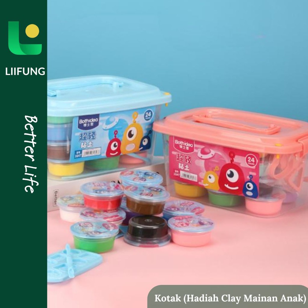 Kotak Hadiah Mainan Clay Isi 12 Pcs Clay Warna Warni Mainan Edukasi Anak Hadiah Anak