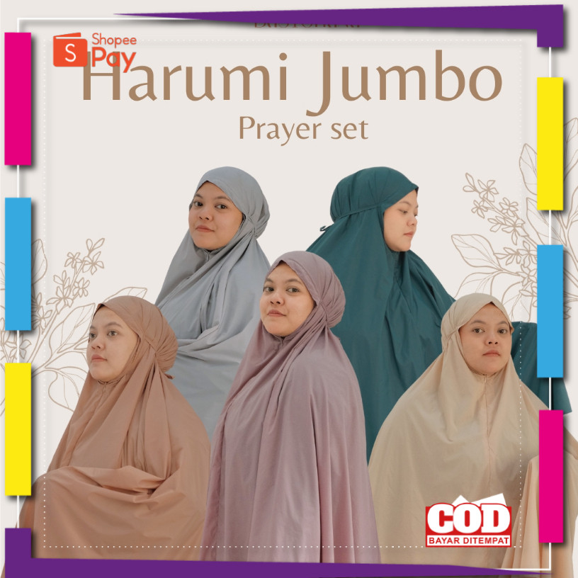 [PREMIUM ORIGINAL] MUKENA JUMBO TRAVEL - Harumi JUMBO Prayer Set | bastohana.id Mukena 2in1 Mini Bah