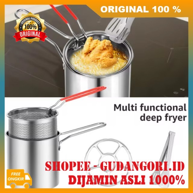 Panci 4 in 1 Deep Fryer Set Penggorengan Kentang Deep Fryer Panci Penggorengan Deep Fryer Stainless 
