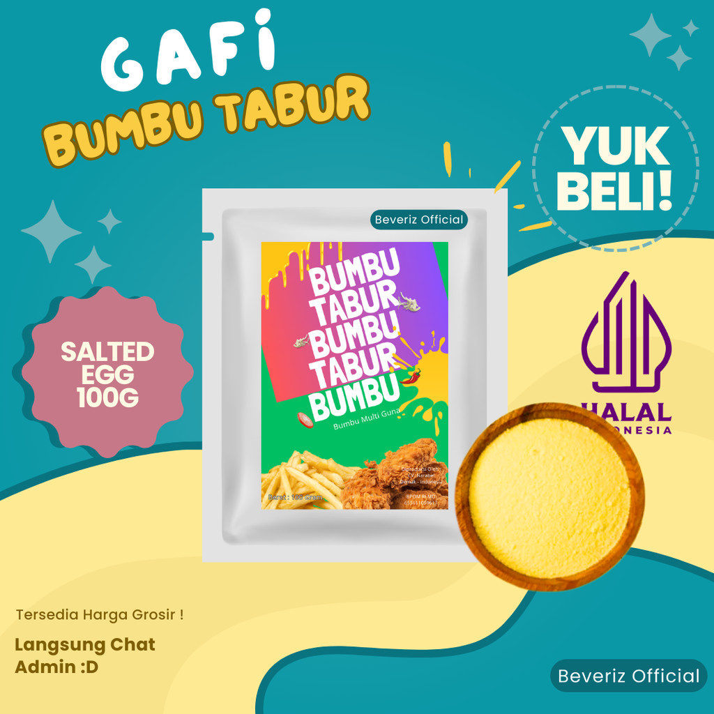 

BEVERIZ BUMBU TABUR SALTED EGG PREMIUM ( TELUR ASIN) 100G {BISA COD}{TERSEDIA HARGA GROSIR}