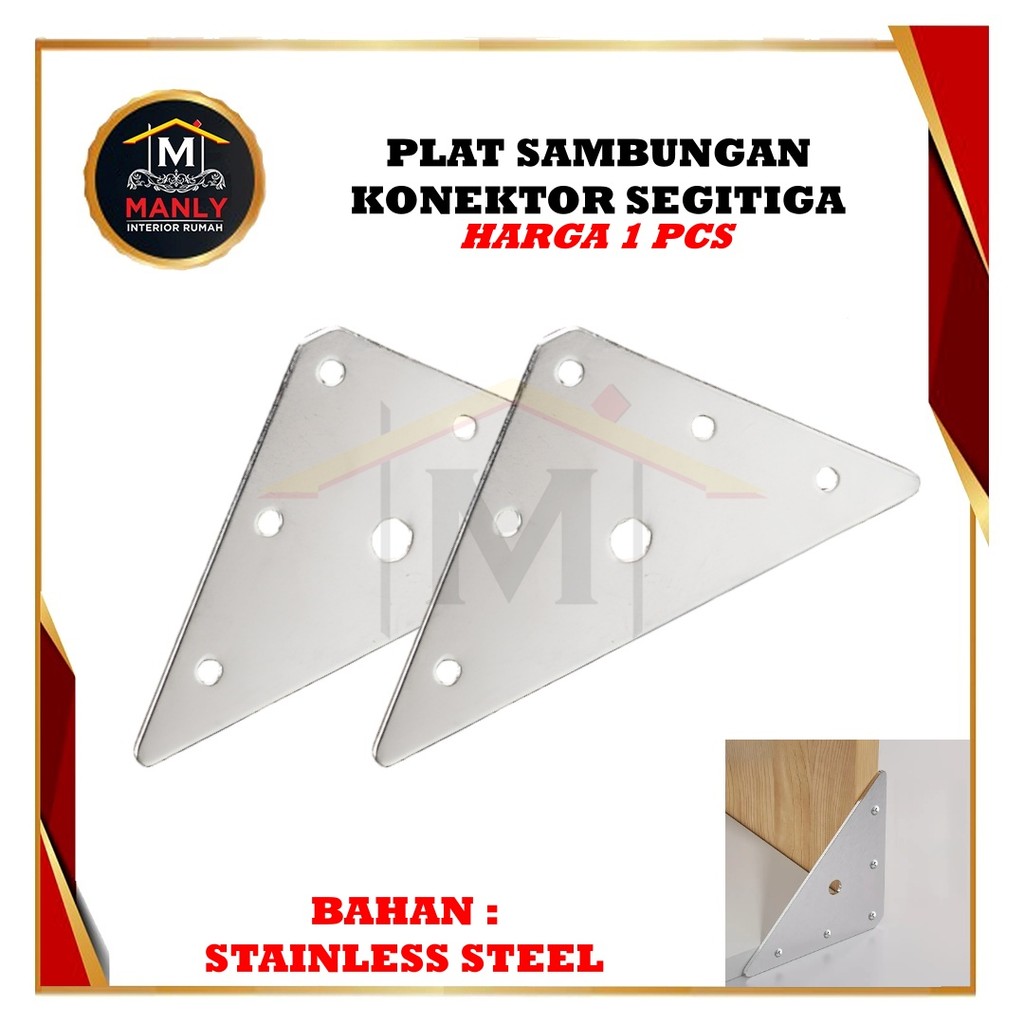 Plat Siku Penyangga Segitiga Siku Konektor Corner Plat Siku Lubang Stainless