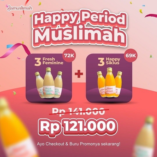 

Jamuslimah Paket Happy Period Muslimah Solusi Pra Haid dan Pasca Haid Jamu Haid Pasca Haid