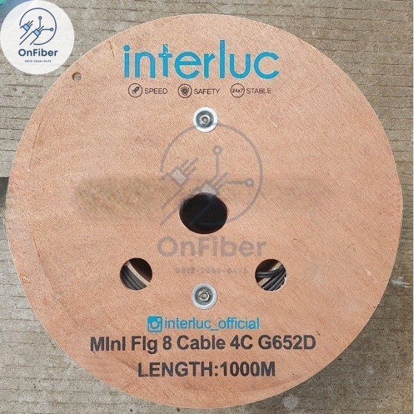 KU Mini 4 Core Fig 8 1KM Interluc | Kabel Fiber Optic Cable Fig8 4Core 1000M FTTH