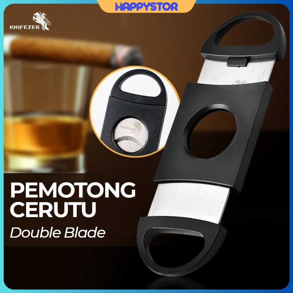 

KNIFEZER Pemotong Rokok Cerutu Cigar Cutter Double Blade - XJ-01