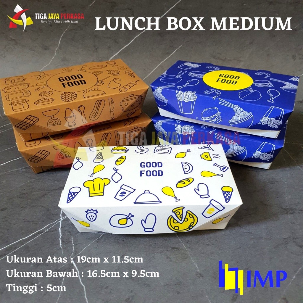 

PROMO Paper Lunch Box M Motif 50 Pcs / Kotak Makan Kertas Medium Food Grade am-784