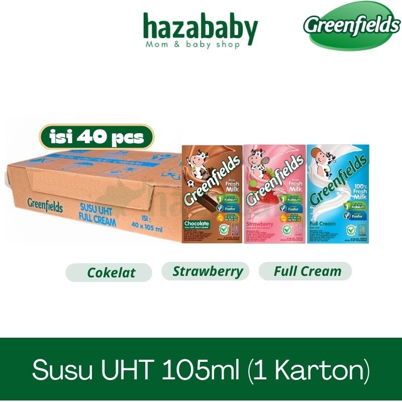 

GREENFIELDS / SUSU UHT COKLAT / STRAWBERRY / FULL CREAM 105ML ( 1DUS ISI 40PCS )