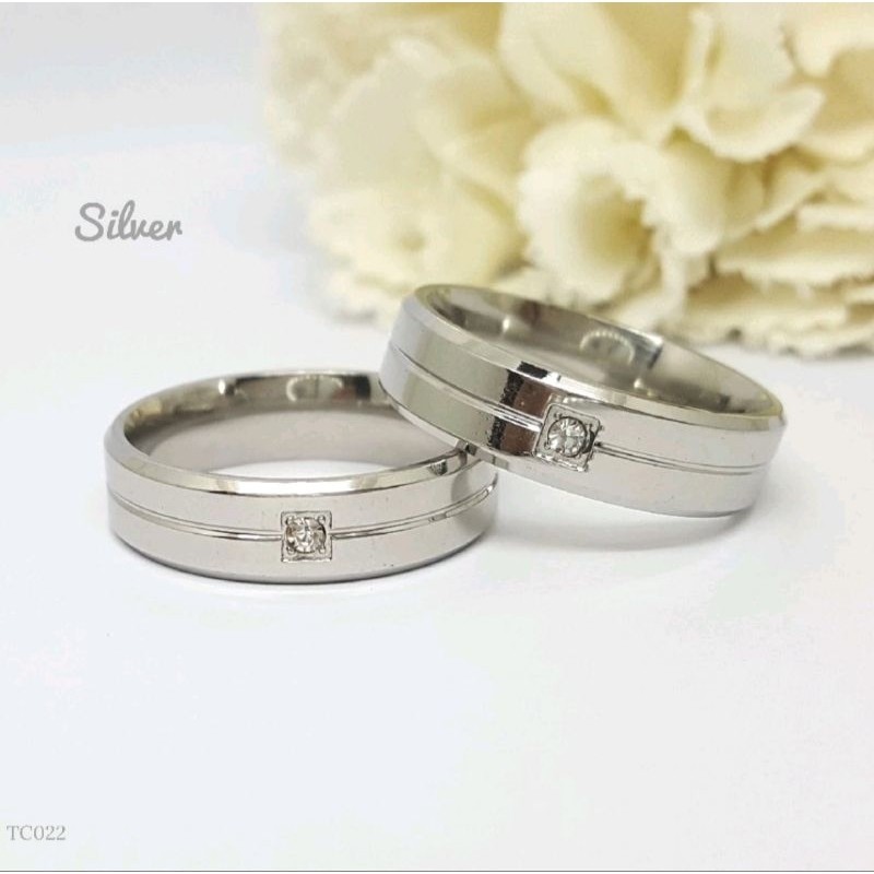 4s Grosir Solo || CINCIN TITANIUM SILVER AKSEN PERMATA ANTI KARAT&LUNTUR